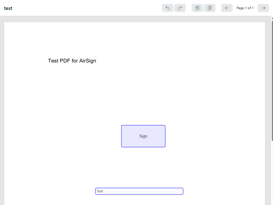 New document with the original signature and text fields repositioned onto it